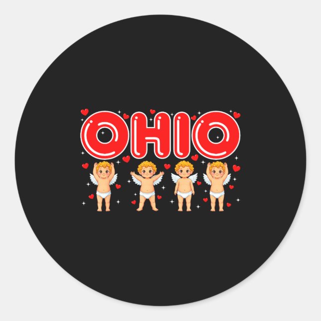 Funny Cud Ohio Midwestern Party O-h-i-o In Valenti Classic Round Sticker (Front)