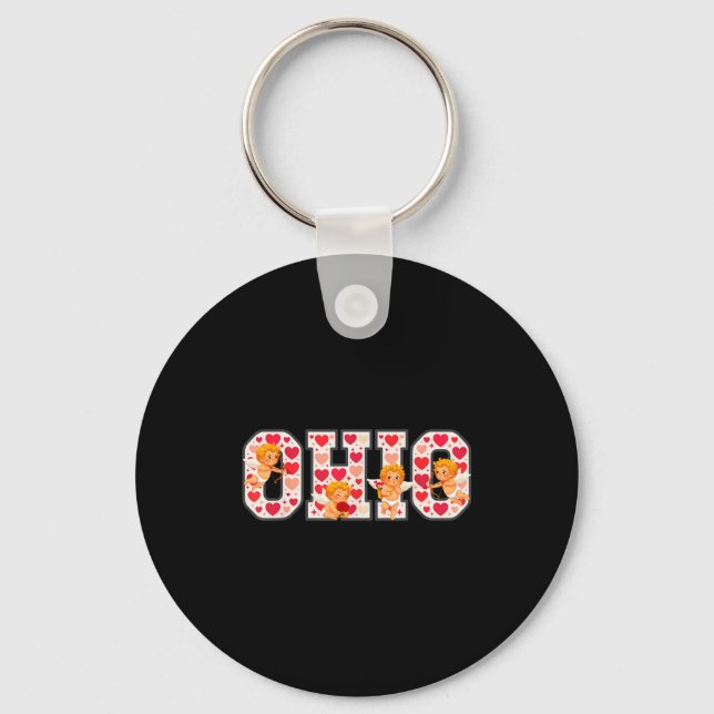 Funny Cud Ohio Midwestern Party O-h-i-o In Valenti Keychain (Front)