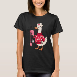 Funny Cuff 'Em Goose Nurse Goose ER Nurse Valentin T-Shirt
