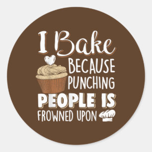 Funny cupcake baker word art classic round sticker