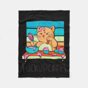 Funny Cupcake Cat Baking Cupcakes Sarcastic Humour Fleece Blanket