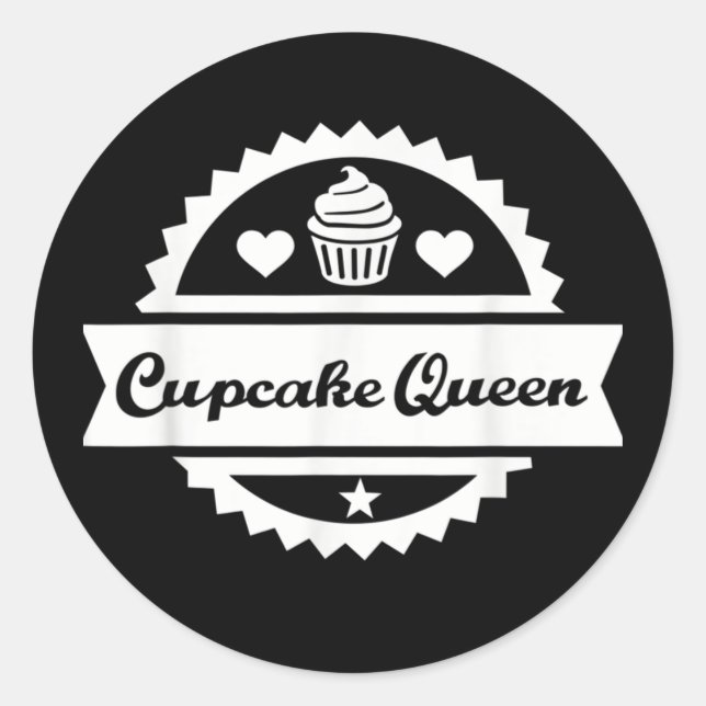 Funny cupcake Queen word art  Classic Round Sticker (Front)