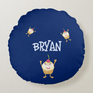 Funny  cupcakes round pillow