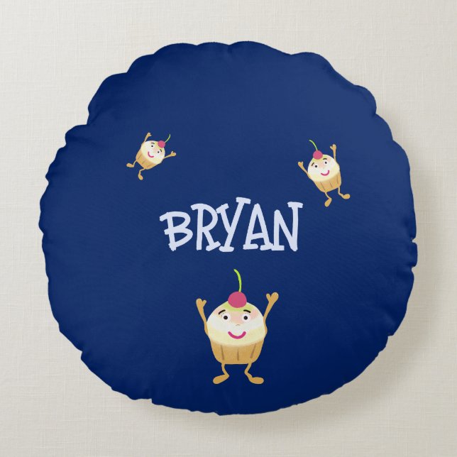 Funny  cupcakes round pillow (Front)