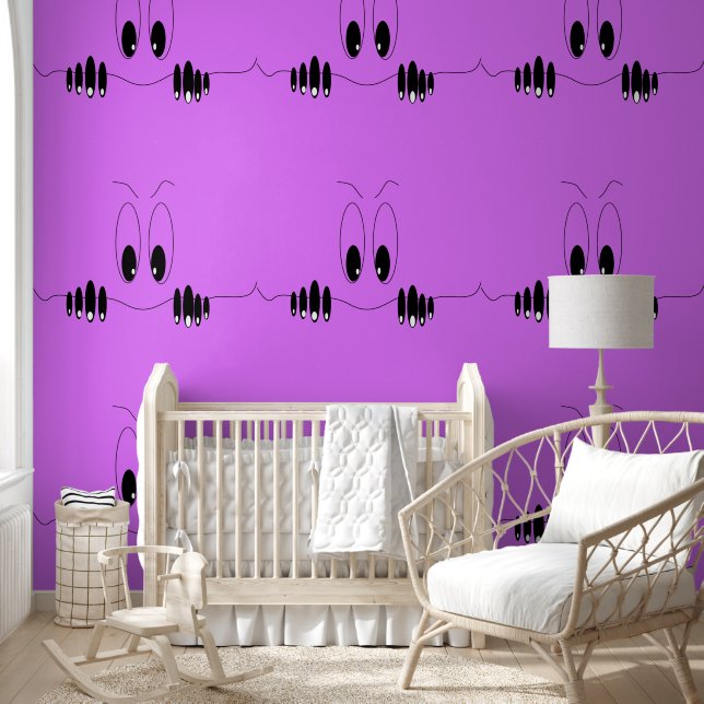 Funny Curiosity Eyes Custom Colour Purple Wallpaper (Kids)