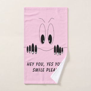 Funny Curiosity Eyes - Smile - Add Your Text/Colou Bath Towel Set