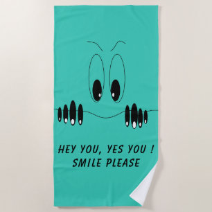 Funny Curiosity Eyes - Smile - Add Your Text/Colou Beach Towel