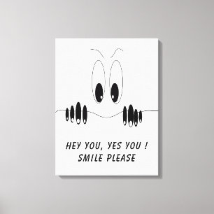 Funny Curiosity Eyes - Smile - Add Your Text/Colou Canvas Print