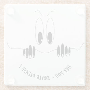 Funny Curiosity Eyes - Smile - Add Your Text/Colou Glass Coaster