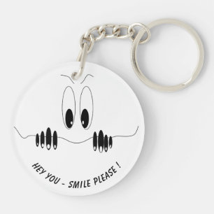 Funny Curiosity Eyes - Smile - Add Your Text/Colou Keychain