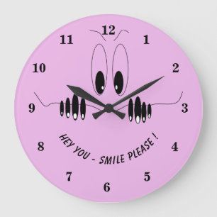 Funny Curiosity Eyes - Smile - Add Your Text/Colou Large Clock