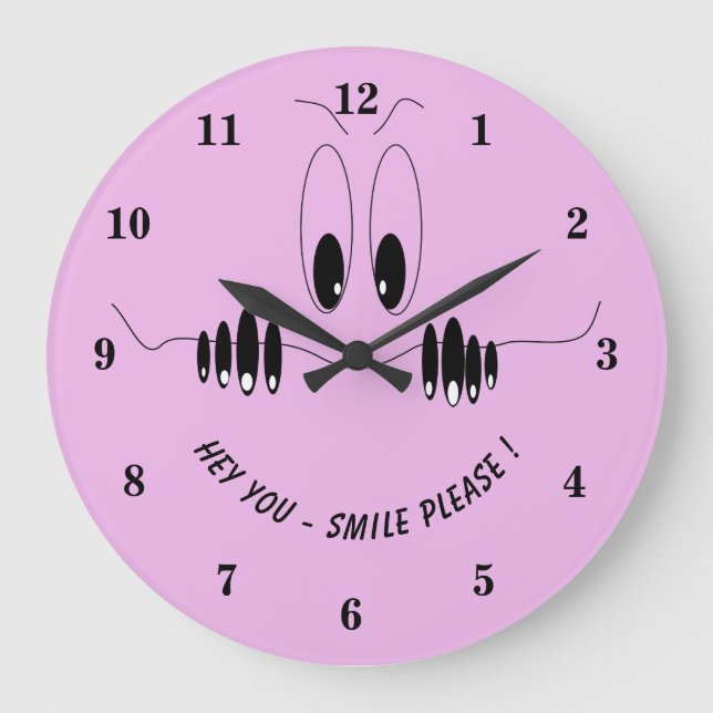 Funny Curiosity Eyes - Smile - Add Your Text/Colou Large Clock (Front)