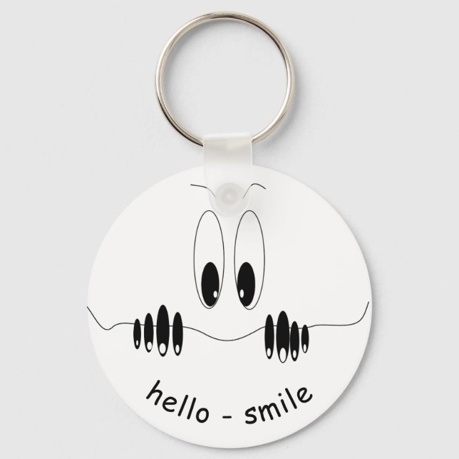 Funny Curiosity Eyes - Smile - Add Your Text Keychain (Front)