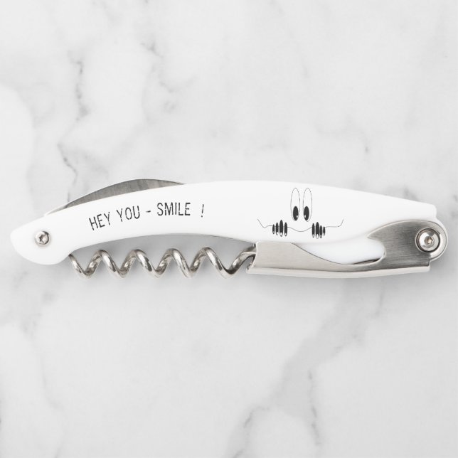 Funny Curiosity Eyes Waiter's Corkscrew Smile (Back)