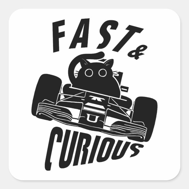 Funny Curious car driving cat Square Sticker (Front)