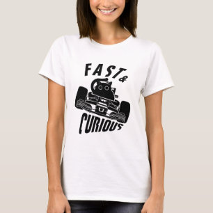 Funny Curious car driving cat T-Shirt