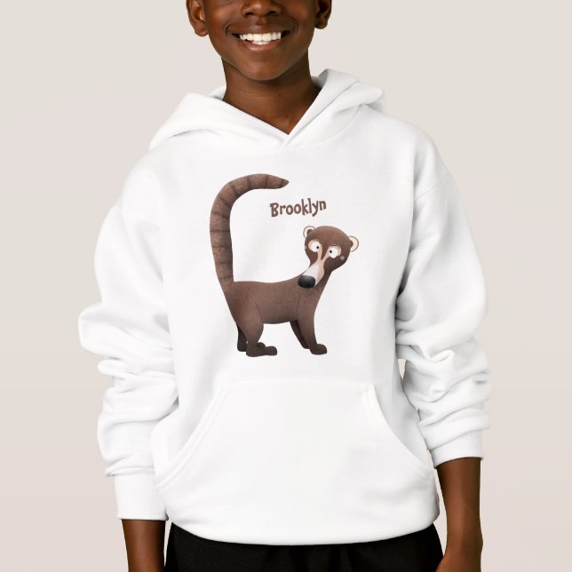 Funny curious coatimundi cartoon illustration (Front)