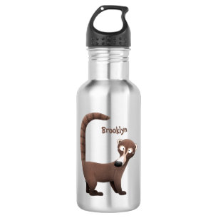 Funny curious coatimundi cartoon illustration 532 ml water bottle