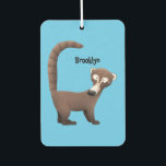 Funny curious coatimundi cartoon illustration air freshener<br><div class="desc">This design features a funny coatimundi  in cartoon illustration style. Curious coati!</div>