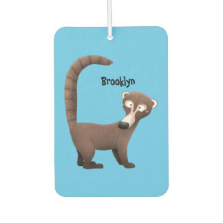 Funny curious coatimundi cartoon illustration air freshener