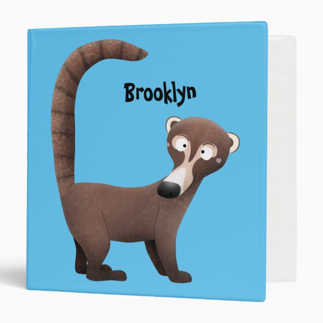 Funny curious coatimundi cartoon illustration  binder (Front/Inside)