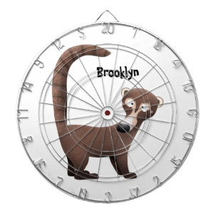 Funny curious coatimundi cartoon illustration dartboard