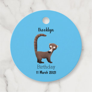 Funny curious coatimundi cartoon illustration favour tags