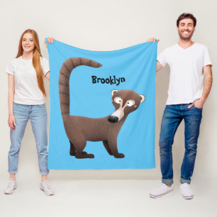 Funny curious coatimundi cartoon illustration fleece blanket