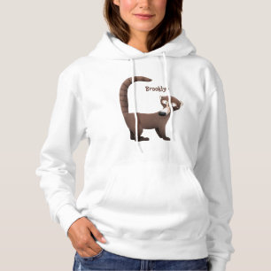 Funny curious coatimundi cartoon illustration  hoodie