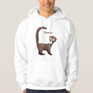 Funny curious coatimundi cartoon illustration hoodie