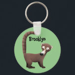 Funny curious coatimundi cartoon illustration keychain<br><div class="desc">This design features a funny coatimundi  in cartoon illustration style. Curious coati!</div>