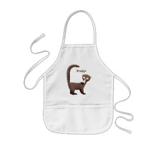 Funny curious coatimundi cartoon illustration kids apron