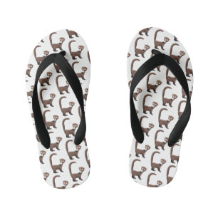 Funny curious coatimundi cartoon illustration kid's flip flops