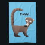 Funny curious coatimundi cartoon illustration kitchen towel<br><div class="desc">This design features a funny coatimundi  in cartoon illustration style. Curious coati!</div>