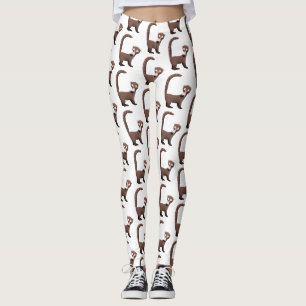 Funny curious coatimundi cartoon illustration leggings