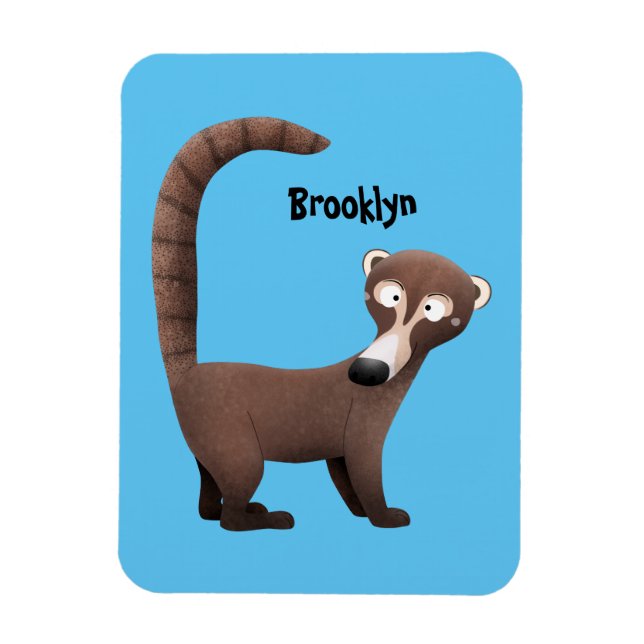 Funny curious coatimundi cartoon illustration magnet (Vertical)