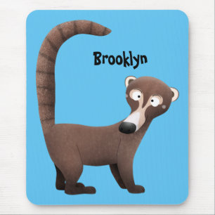 Funny curious coatimundi cartoon illustration mouse pad