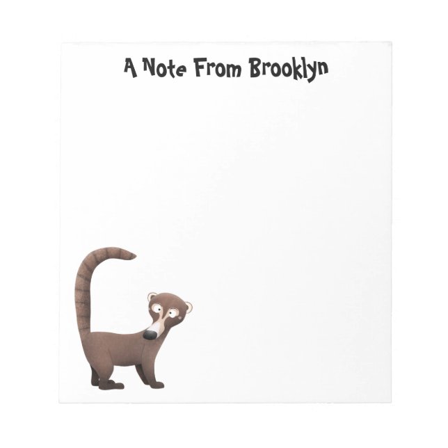 Funny curious coatimundi cartoon illustration notepad (Front)