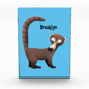 Funny curious coatimundi cartoon illustration  photo block