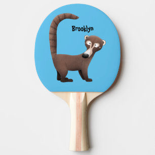 Funny curious coatimundi cartoon illustration ping pong paddle