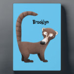 Funny curious coatimundi cartoon illustration plaque<br><div class="desc">This design features a funny coatimundi  in cartoon illustration style. Curious coati!</div>
