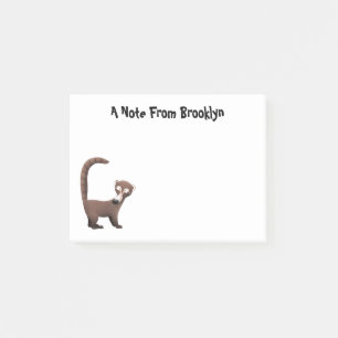 Funny curious coatimundi cartoon illustration post-it notes