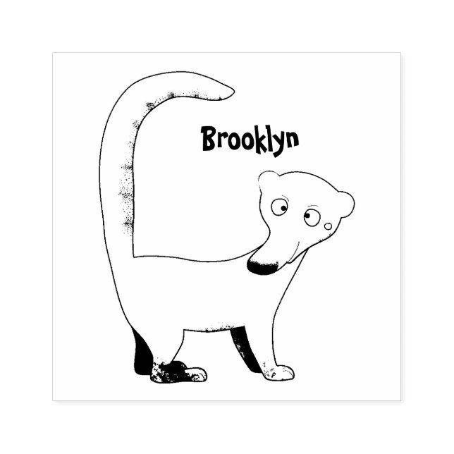 Funny curious coatimundi cartoon illustration rubber stamp (Imprint)