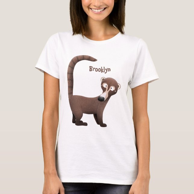 Funny curious coatimundi cartoon illustration T-Shirt (Front)