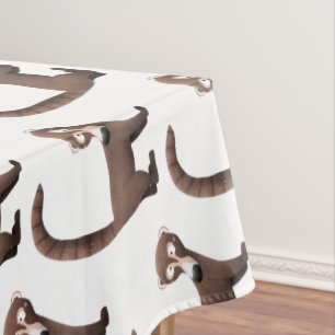 Funny curious coatimundi cartoon illustration tablecloth