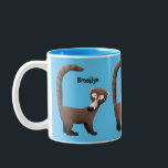 Funny curious coatimundi cartoon illustration Two-Tone coffee mug<br><div class="desc">This design features a funny coatimundi in cartoon illustration style. Curious coati!</div>
