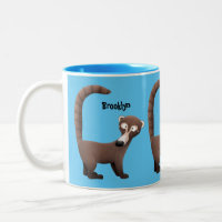 Funny curious coatimundi cartoon illustration