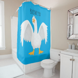 Funny curious domestic goose cartoon illustration
