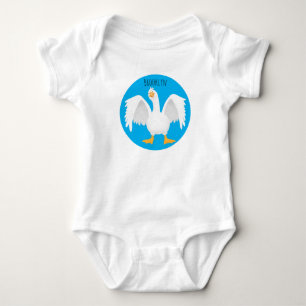 Funny curious domestic goose cartoon illustration baby bodysuit