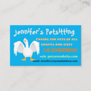 Funny curious domestic goose cartoon illustration business card
